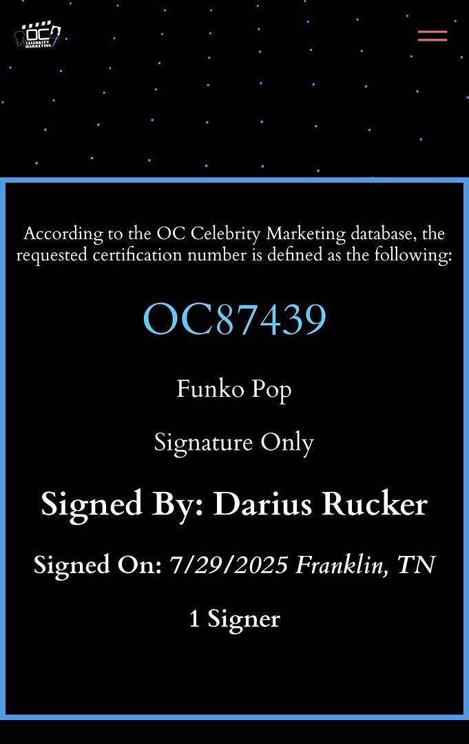 Darius Rucker signed MTV Funko #201 - OC Celebrity Marketing COA