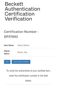 Zac Brown Signed Album "From The Road - Volume 1" Vinyl Album #03 - Beckett COA