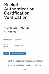 Bill Mueller (Red Sox) signed ROMLB - Beckett COA