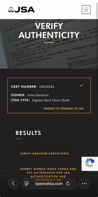 Gina Gershon signed hard cover book "AlphaPussy" - JSA COA