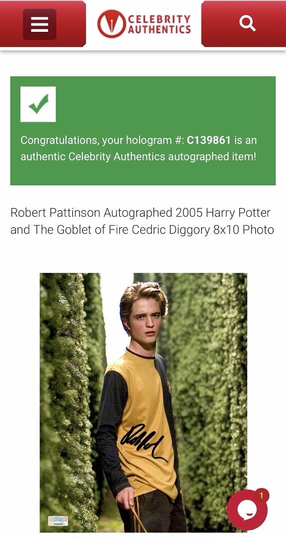 Robert Pattinson signed "Cedric Diggory" 8x10 (Harry Potter) - Celebrity Authentics COA