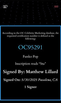 Matthew Lillard Signed Funko Pop #1607 Ghost Face Blacklight Variant (Scream) - OC Celebrity Marketing #02