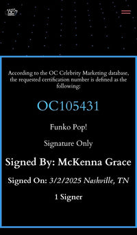 McKenna Grace signed "Ghost Face" Funko #1607 (Scream) - OC Celebrity Marketing and JSA COA