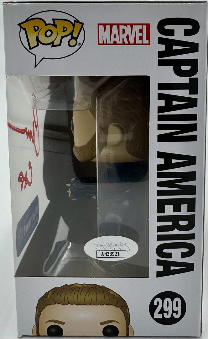 Chris Evans Signed Funko Pop #299 "Captain America" Avengers Infinity War W/CAP inscription - JSA COA