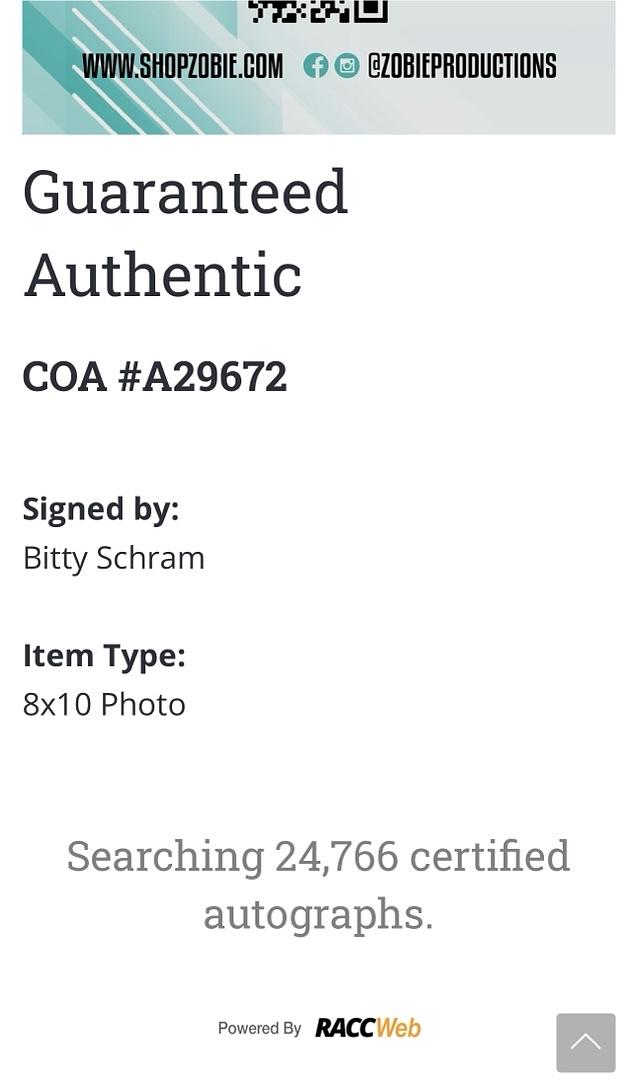 Bitty Schram signed 8x10 (League of their Own) - Zobie COA