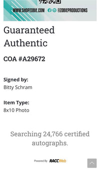 Bitty Schram signed 8x10 (League of their Own) - Zobie COA