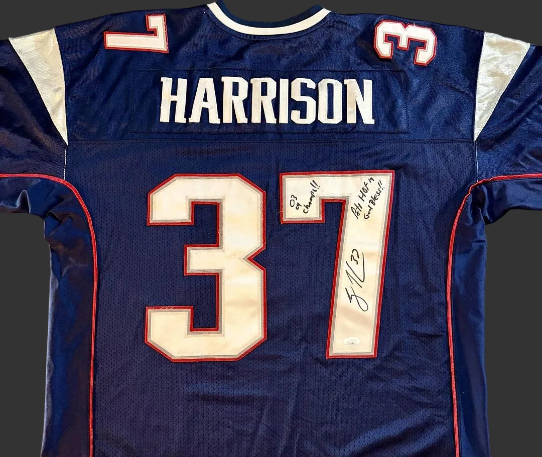Rodney Harrison signed Patriots jersey w/multiple inscriptions - JSA COA