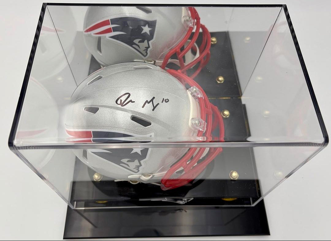 Drake Maye Under Wraps Signed Patriots Mini Helmet  - Fanatics COA