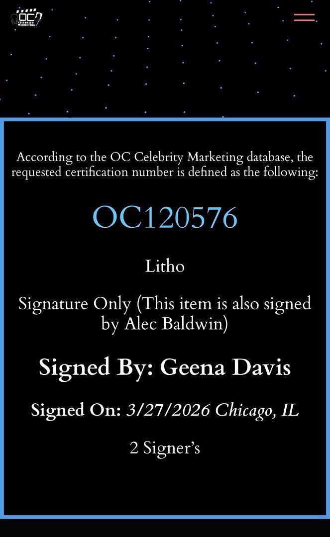 Alec Baldwin and Geena Davis signed 16x20 (Beetlejuice) - OC Celebrity Marketing