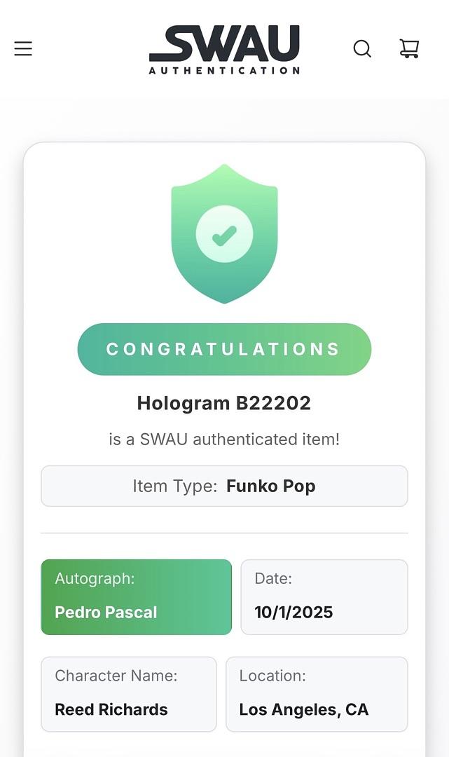 Pedro Pascal Signed Funko Pop #1515 "Mister Fantastic" w/character name (Fantastic Four) - SWAU COA
