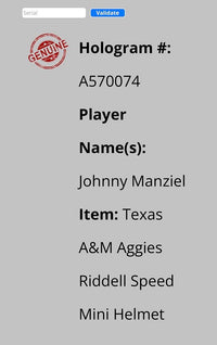 Johnny Manzeil (Texas A&M) signed mini-helmet - Schwartz COA