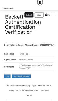 Hailee Steinfeld signed "Kate Bishop" Funko #1212 (Marvel) - Beckett COA