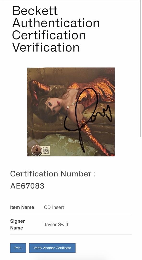 Taylor Swift matted, signed "Life of a Showgirl" CD Insert Photo 2 - Beckett COA
