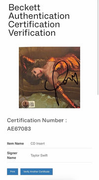 Taylor Swift matted, signed "Life of a Showgirl" CD Insert Photo 2 - Beckett COA
