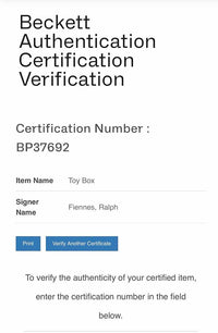 Ralph Fiennes Lord Voldemort Signed Wizard Wand (Harry Potter) - Beckett COA