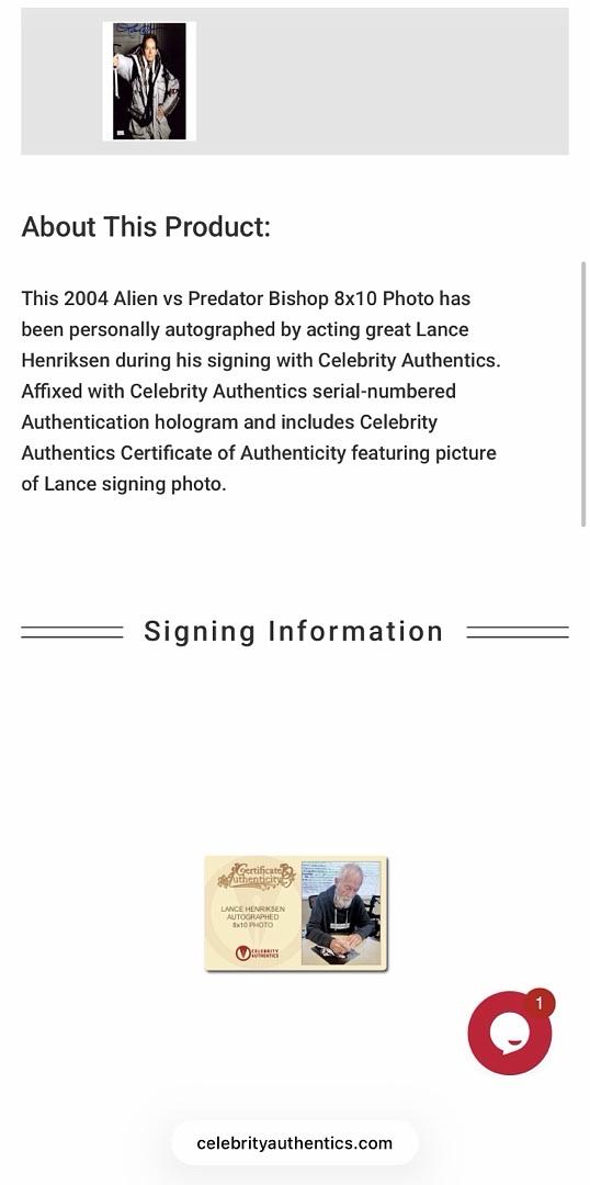 Lance Henriksen Signed 8x10 Photo (Aliens) - Celebrity Authentics