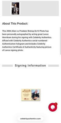 Lance Henriksen Signed 8x10 Photo (Aliens) - Celebrity Authentics