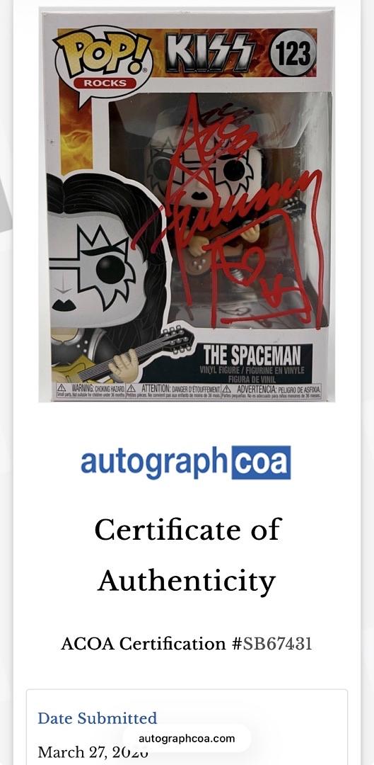 Ace Frehley Signed Funko Pop #123 "The Spaceman" (KISS) - ACOA COA