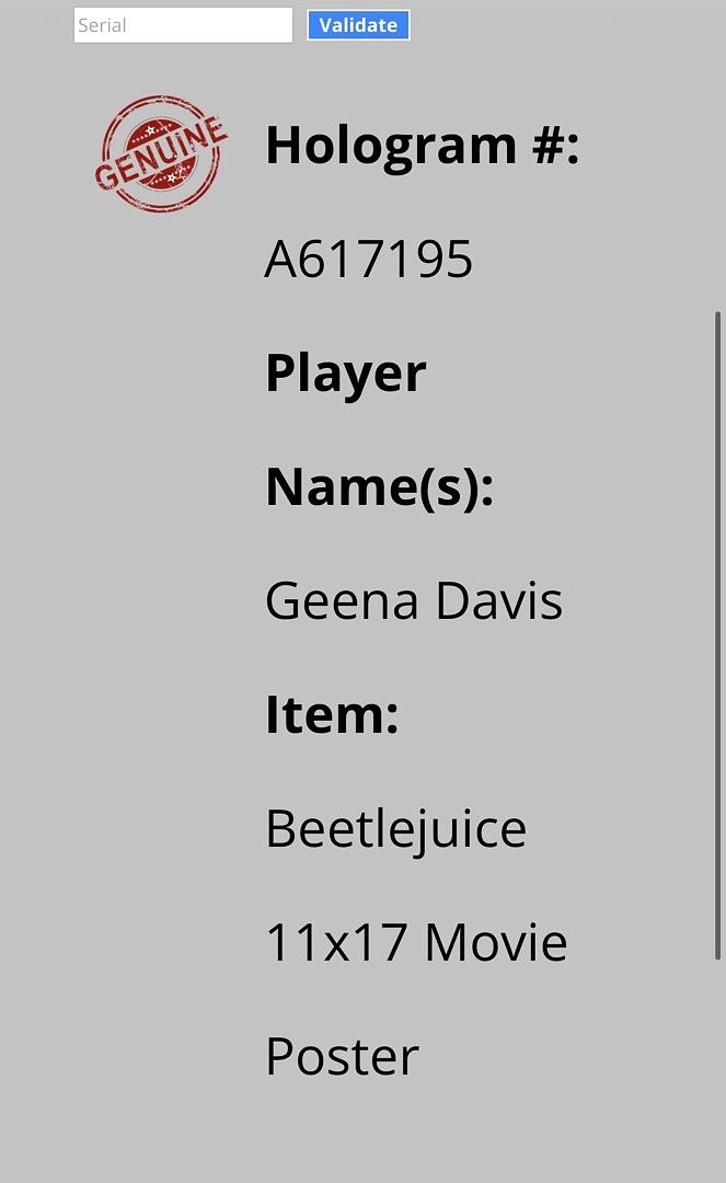 Geena Davis Signed 11x17 Photo (Beetlejuice) - Schwartz COA