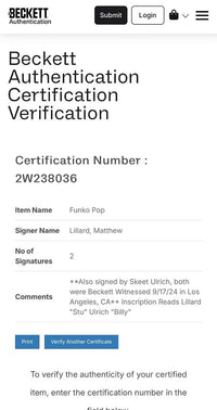 Matthew Lillard Skeet Ulrich signed "Ghost Face" Funko #1607 (Scream) - Beckett