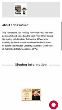 Val Kilmer Signed Funko Pop #852 "Doc Holliday" (Tombstone) *RARE* - Celebrity Authentics