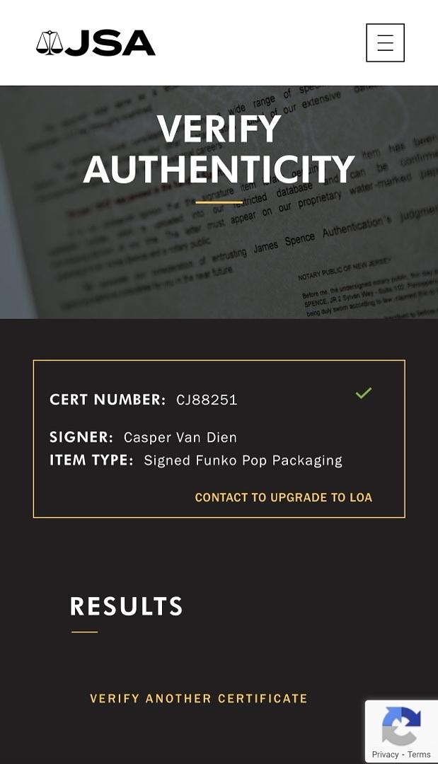 Casper VanDien signed "Johnny Rico" Funko #1047 (Starship Troopers) - JSA COA