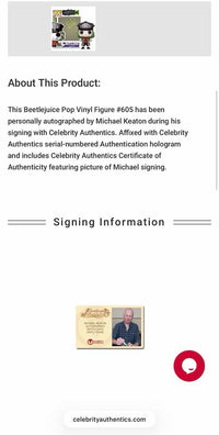 Michael Keaton Signed Funko Pop #605 "Beetlejuice" -  Celebrity Authentics