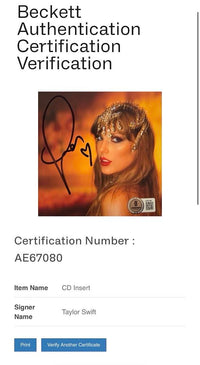 Taylor Swift matted, signed "Life of a Showgirl" CD Insert Photo 1 - Beckett COA