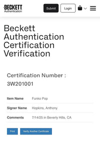 Anthony Hopkins Signed Funko Pop #1248 Hannibal Lecter (Silence Of The Lambs) - Beckett COA