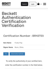 Olivia Munn Signed Funko Pop #180 Psylocke X-Men - Beckett COA