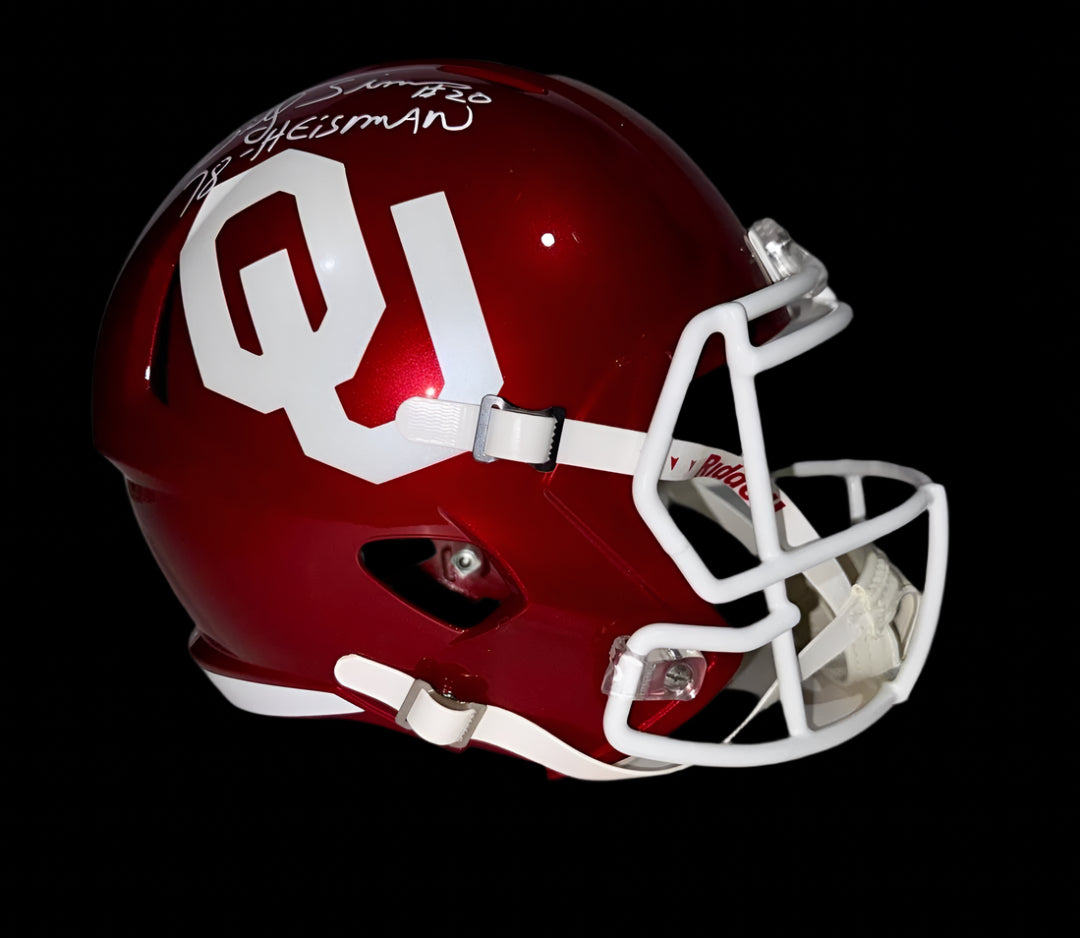 Billy Sims full size replica signed helmet w/Heisman inscription - Schwartz COA