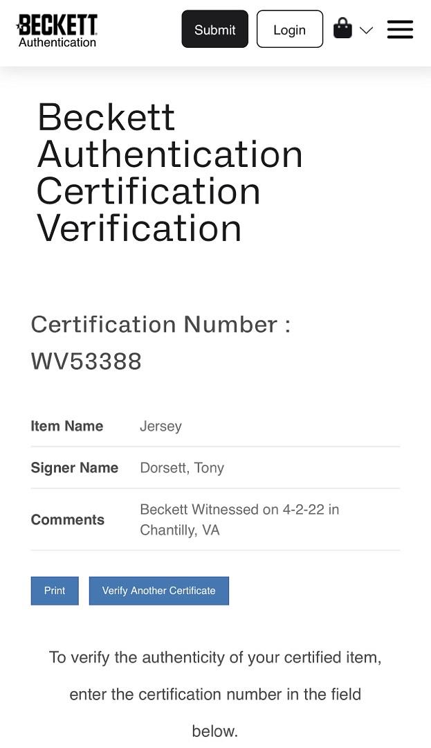 Tony Dorsett signed Cowboys jersey - Beckett COA