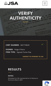 Paige O'Hara signed "Belle" Funko #1137 (Beauty and the Beast) - JSA COA