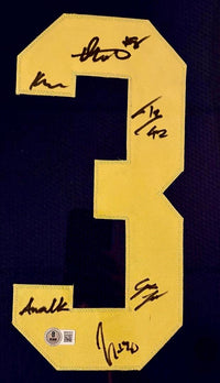 University of Michigan 34x42 signed, framed 2023 National Champs jersey (signed by 11) - Beckett COA