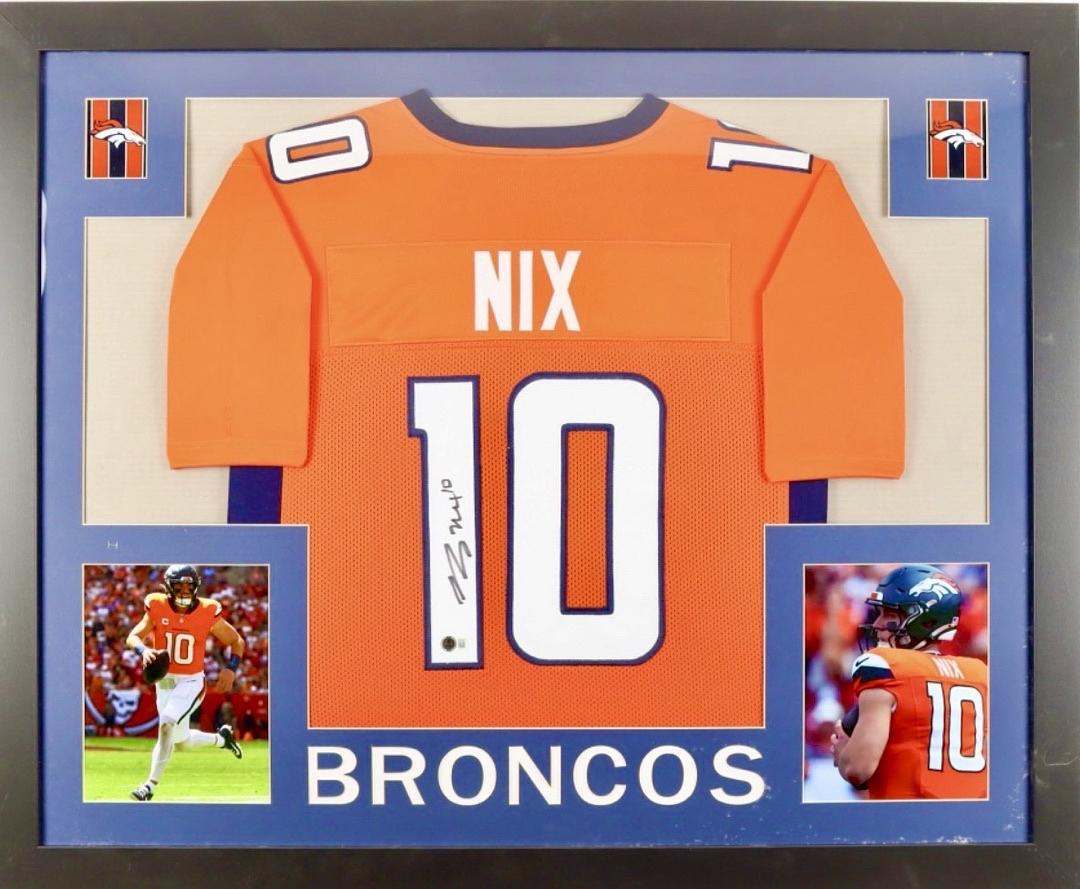 Bo Nix 34x42 signed, framed Broncos jersey - Beckett COA
