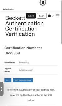 Jensen Ackles signed "Dean Winchester" Funko #1836 (Supernatural) - Beckett COA