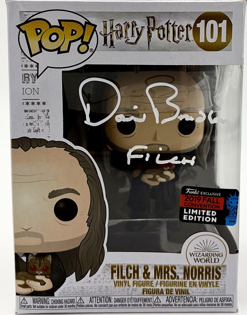 David Bradley Signed Funko Pop #101 Argus Filch (Harry Potter) w/character name - SWAU (Copy)