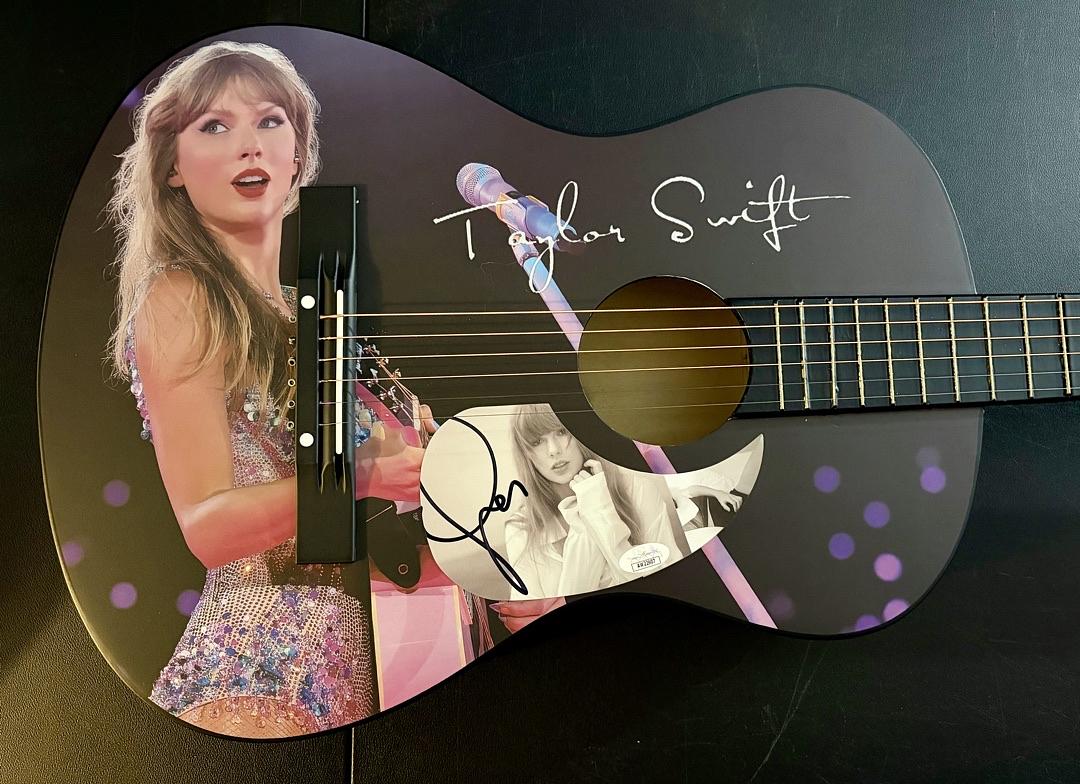 Taylor Swift Signed Purple/Picture Guitar - JSA COA