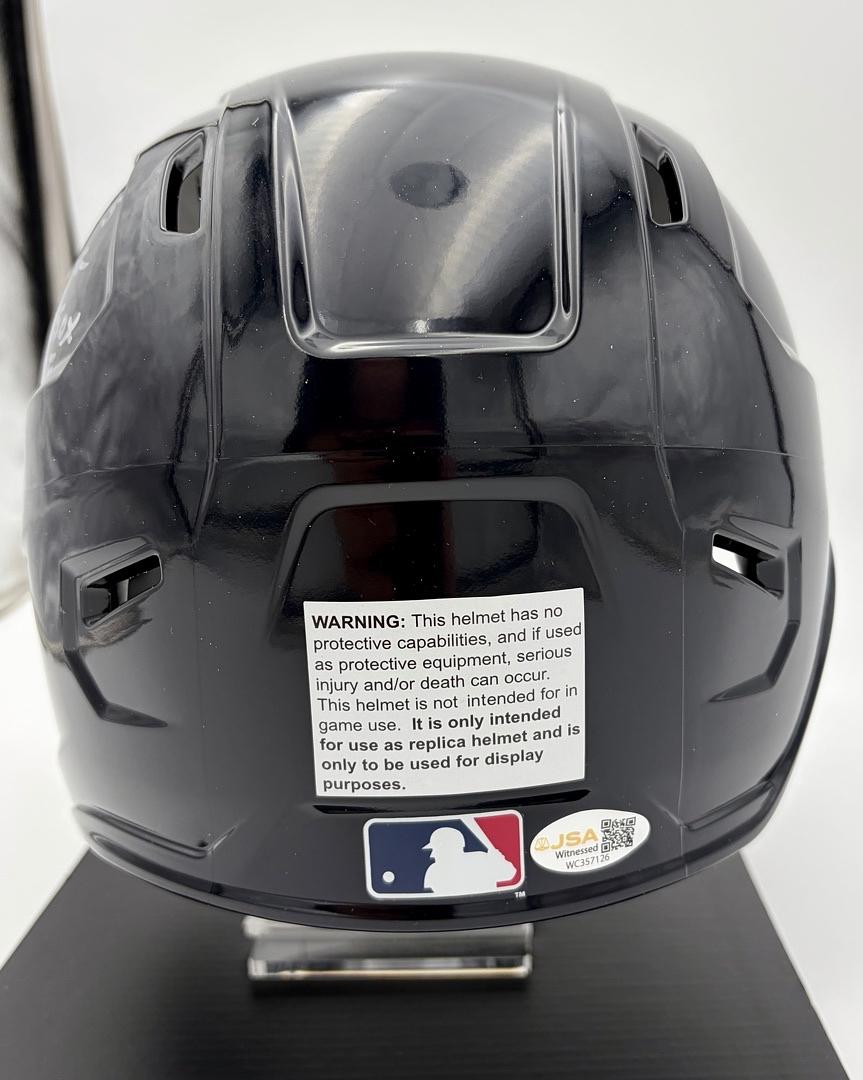 Jason Varitek signed full size replica batters helmet w/multiple inscriptions (Red Sox) - JSA COA