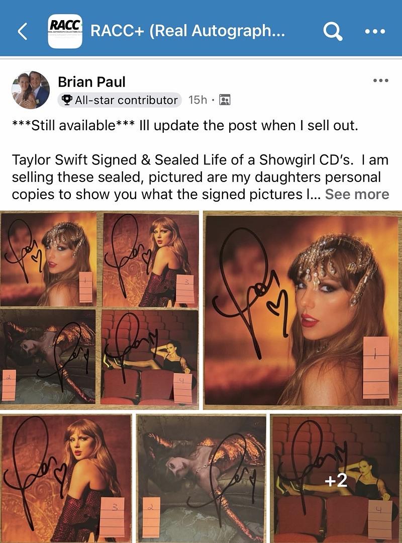 Taylor Swift signed CD Insert "Life of a Showgirl"