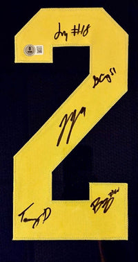 University of Michigan 34x42 signed, framed 2023 National Champs jersey (signed by 11) - Beckett COA