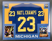 University of Michigan 34x42 signed, framed 2023 National Champs jersey (signed by 11) - Beckett COA