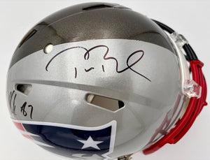 Tom Brady & Rob Gronkowski New England Patriots & Tampa Bay Buccaneers Autographed Half & Half Riddell Speed Authentic Helmet - Fanatics COA