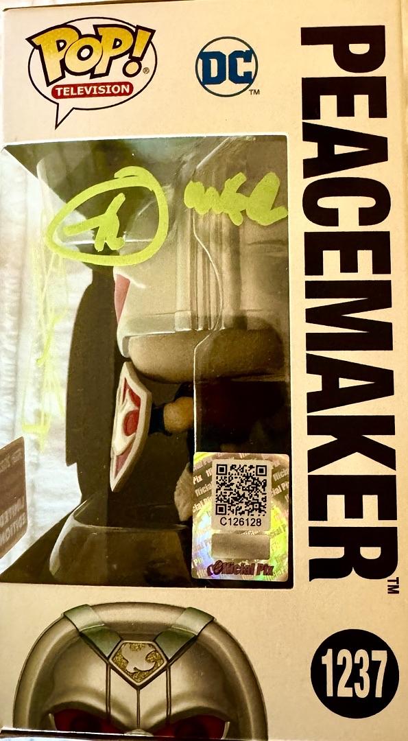 John Cena signed Funko #1237 (Peacemaker) w/character name - Official Pix COA