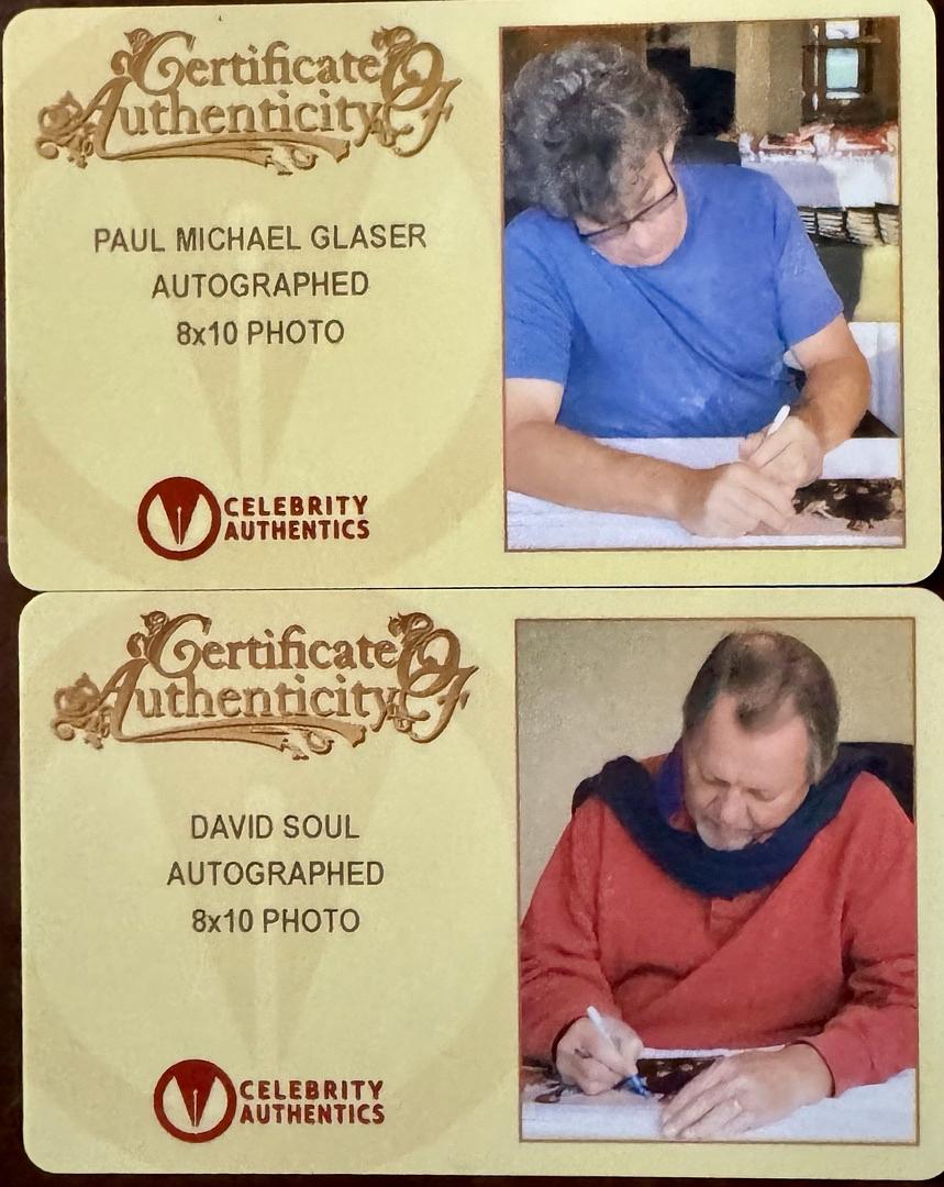 Paul Michael Glaser and David Soul (Starsky & Hutch) signed 8x10 w/character names - Celebrity Authentics COA