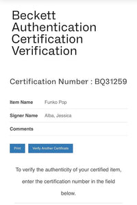 Jessica Alba Signed Funko Pop #558 Invisible Girl Sue Storm (Fantastic Four)  - Beckett COA