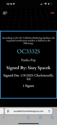 Sissy Spacek Signed Funko Pop #1247 (Carrie) - OC Celebrity Marketing #02