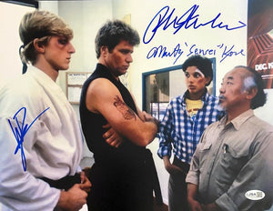 Ralph Macchio Billy Zapka & Martin Cove signed 11x14 (Karate Kid) - JSA