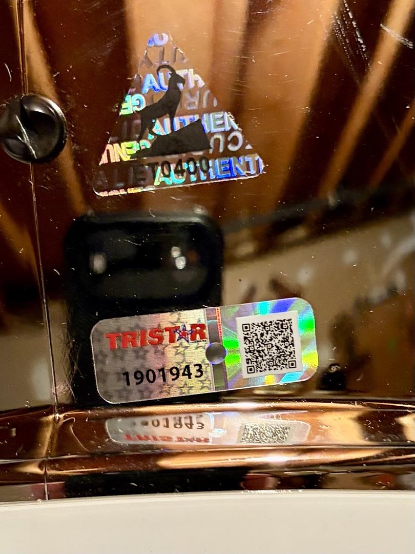 Tom Brady Autographed Full Size Chrome Replica Footbal Helmet Tristar & GOAT COA