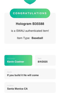 Kevin Costner signed baseball w/quote - SWAU COA
